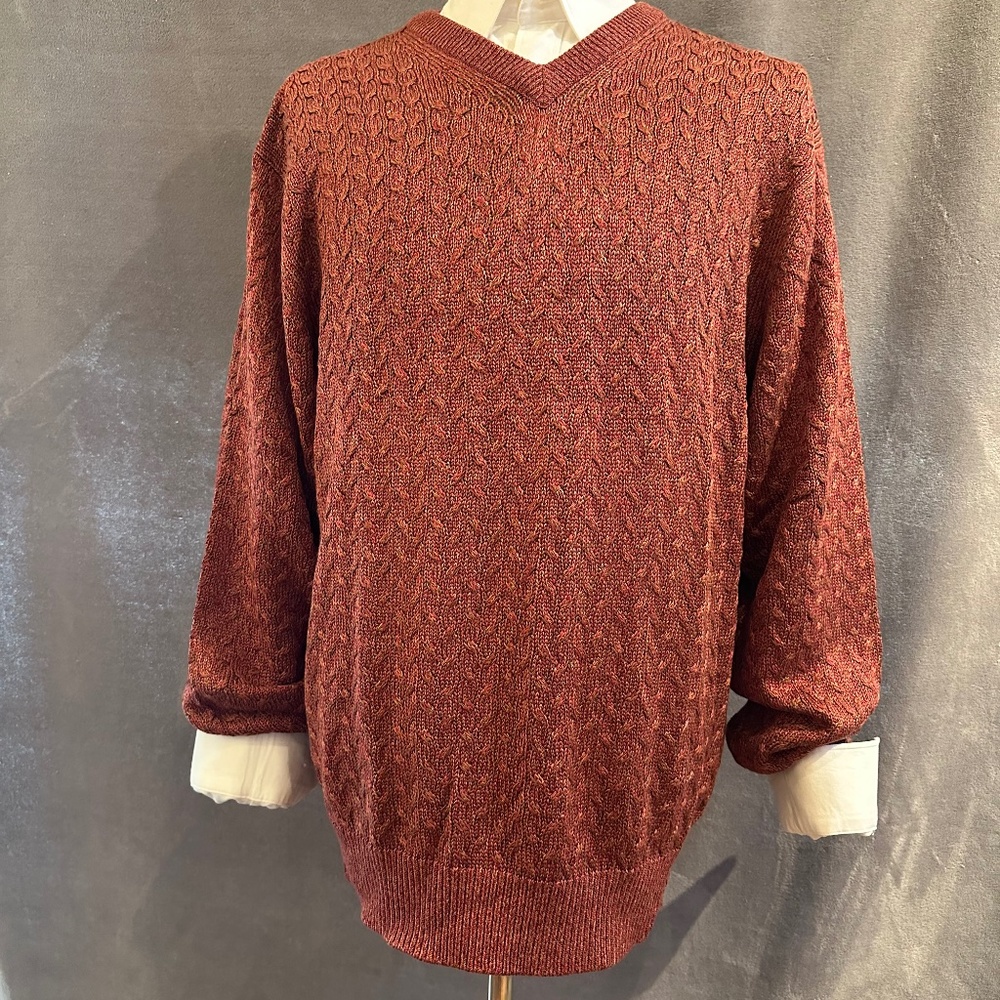 New Henry Jacobson, size Lg, silk/cotton long sleeved v-neck sweater